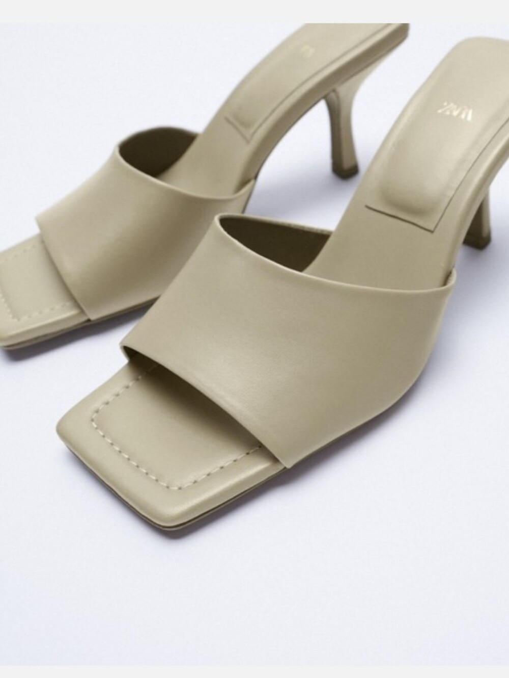 Zara Sheep Leather Sandals Tannish Green- Blogger Fav - Size 36